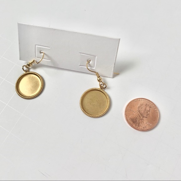 Gold Circle Pendant Earrings - Picture 8 of 11